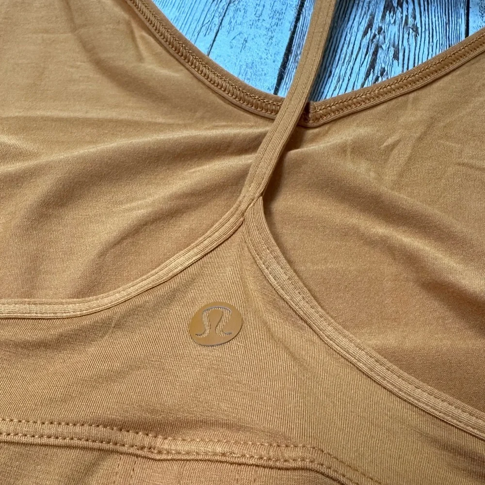 Lululemon Modal Silk Yoga Tank Top sz 2 Autumn Orange Tie T-Back Strappy